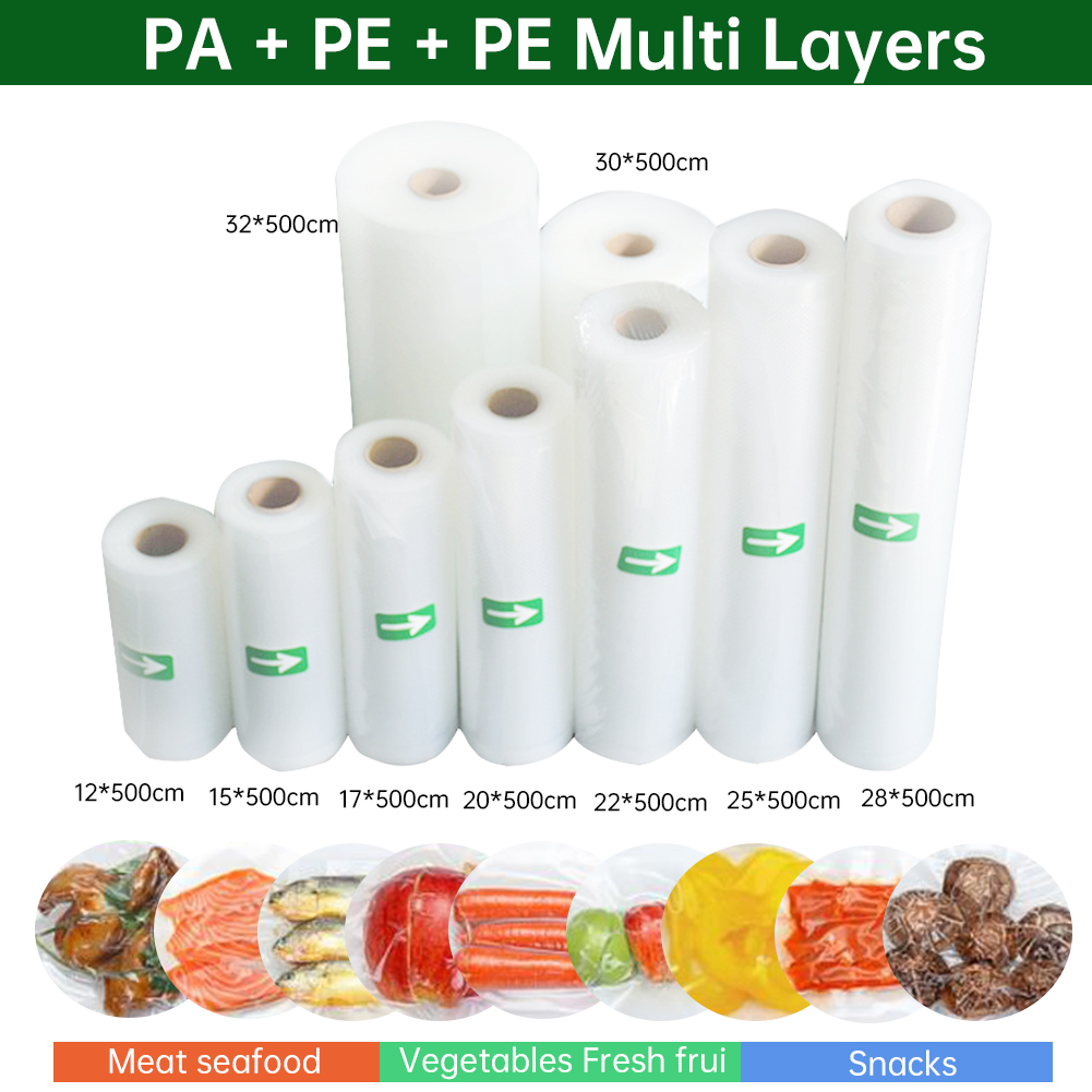 Vacuum Sealer Bags Rolls Bpa Free - ถุงปิดผนึกสูญญากาศอาหารถุงที่เก็บเครื่องครัวกระเป๋าใส่ของสูญญากาศไร้สาร BPA ขนาด20ซม. * 500ซม. อุปกรณ์ที่ใช้ในครัว