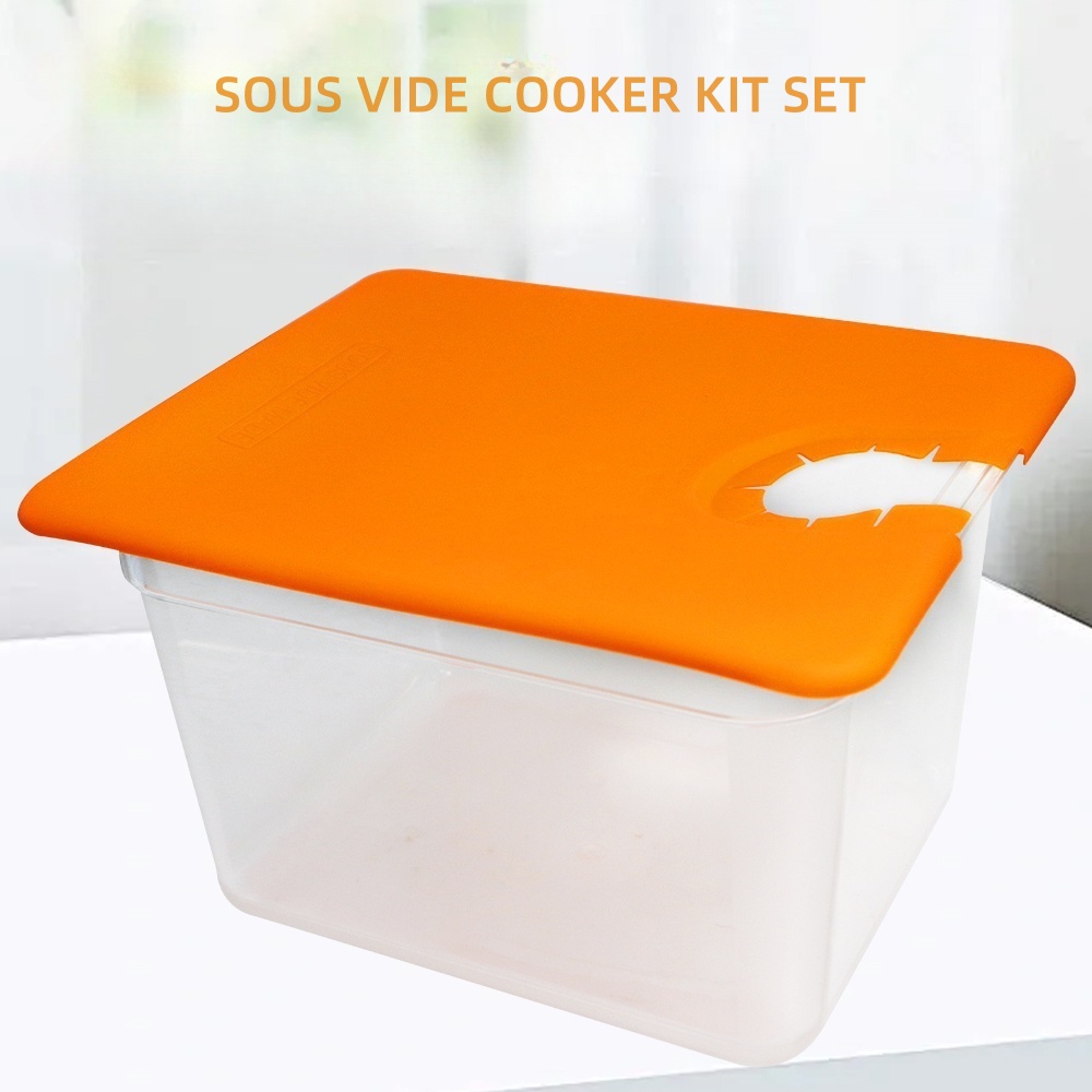 Sous Vide Container With Lid 11L - ชุดอุปกรณ์ทำอาหารซูวีดสำหรับเครื่องหมุนเวียนน้ำทุกชนิด ประกอบด้วยฝาซิลิโคนและภาชนะใส่น้ำขนาด 11 ลิตร (ไม่รวมเครื่องทำอาหารซูวีด)