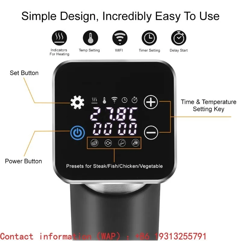 Sous Vide Immersion Circulator Wifi - 【ทันสมัย】เครื่องซูวีด SV-9008 กำลังไฟ 1300 วัตต์ พร้อมระบบ
