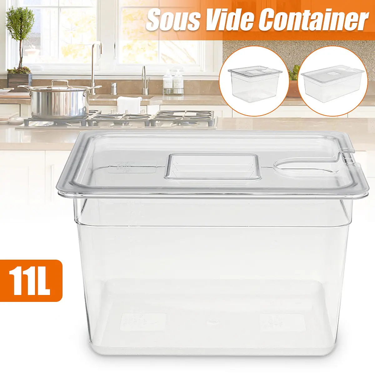 Sous Vide Container With Lid 11L - 6L 11L Sous Vide คอนเทนเนอร์ถังน้ําพร้อมฝาปิดสําหรับ Circulator