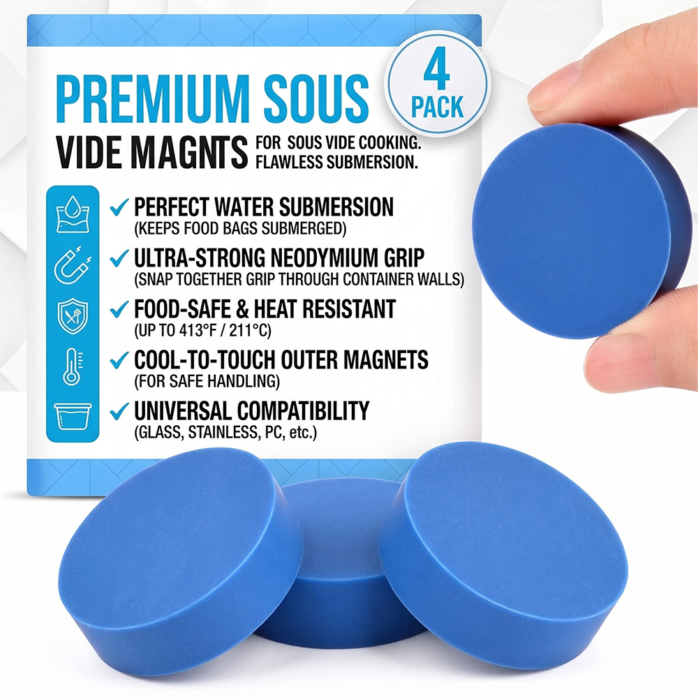แม่เหล็กซูวีดีสีน้ำเงิน 4 ชิ้น - Sous Vide Weights Food Grade บทวิจารณ์และราคา
