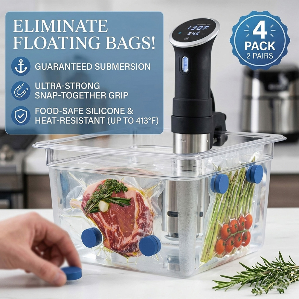 แม่เหล็กซูวีดีสีน้ำเงิน 4 ชิ้น - Sous Vide Weights Food Grade บทวิจารณ์และราคา