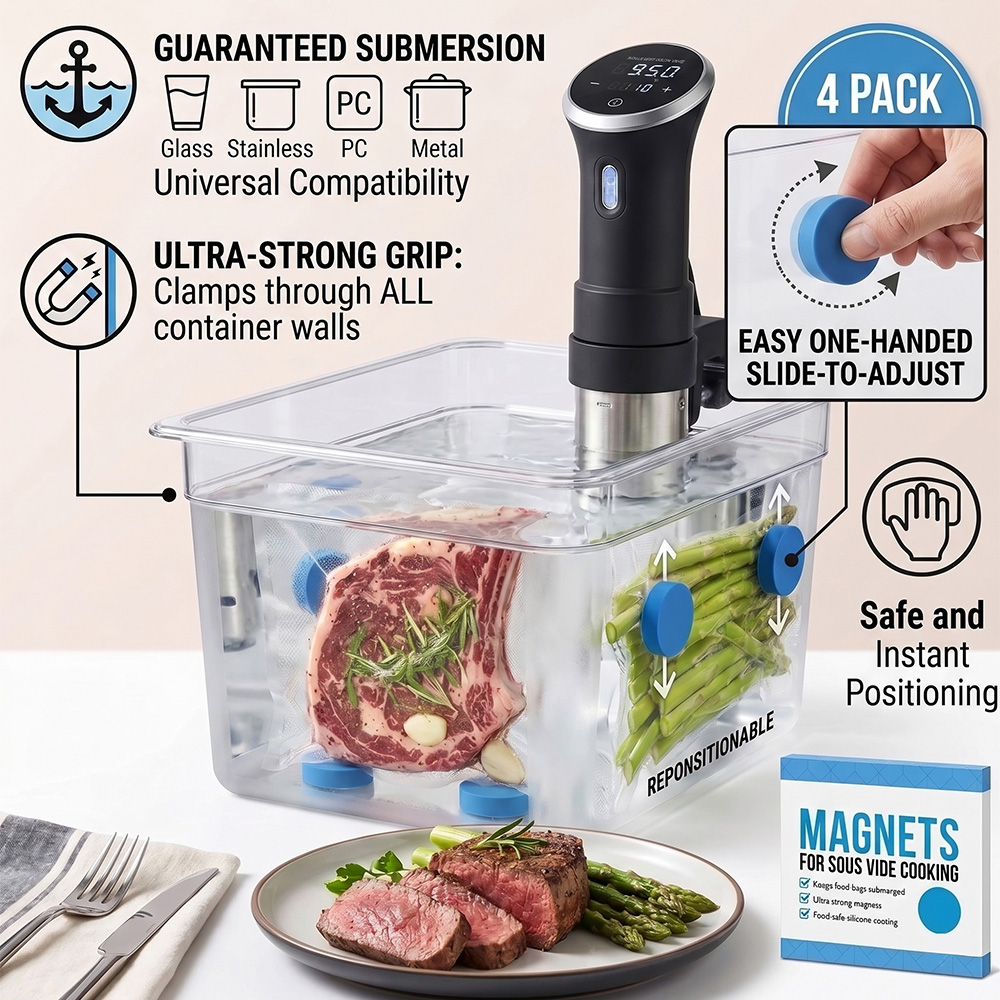 แม่เหล็กซูวีดีสีน้ำเงิน 4 ชิ้น - Sous Vide Weights Food Grade บทวิจารณ์และราคา