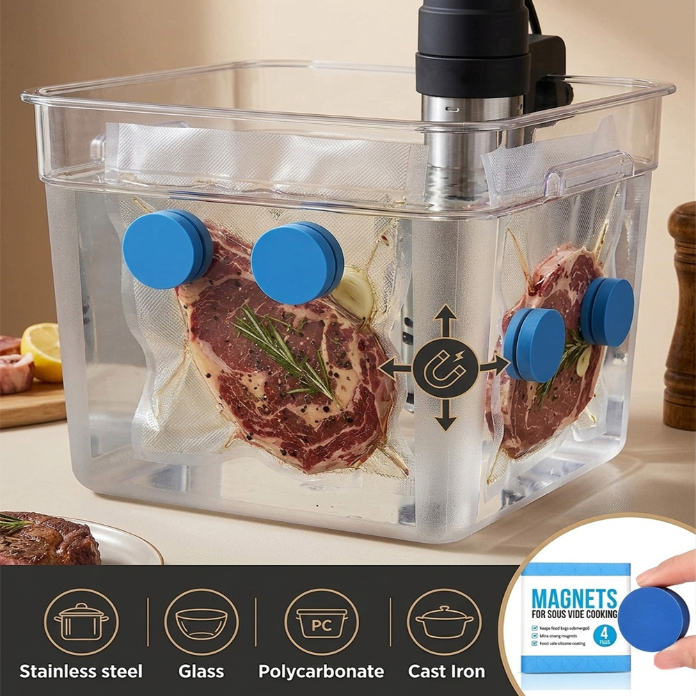 แม่เหล็กซูวีดีสีน้ำเงิน 4 ชิ้น - Sous Vide Weights Food Grade บทวิจารณ์และราคา